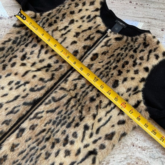 Ann Taylor Faux Fur Leopard Front Full Zip Sweater Jacket Women's size MP - Picture 9 of 11